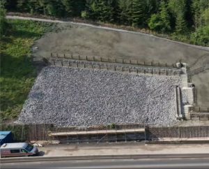 Area view of the ground stabilisation above the A40 using Geotechnical Engineering Limited data to inform the design.